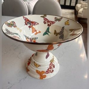 Makenzie Childs Butterfly Pedestal Bowl